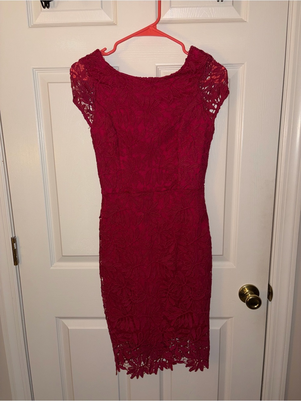 Lulu's Wine-Red Lace Midi Dress